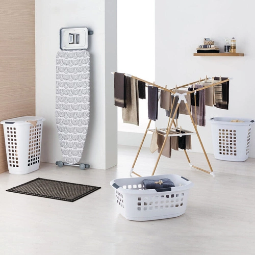 Kosz na pranie biały Hugger 51l do łazienki z uchwytami nowoczesny plastikowy 5five