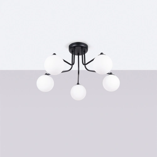 Żyrandol ASTRAL 5 czarny szklane kule minimalistyczny do salonu i jadalni