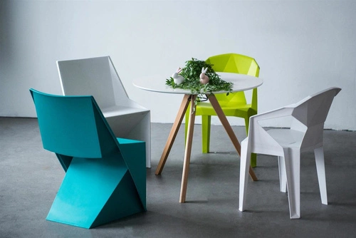 Stół okrągły do jadalni Intesi Rocket biały blat drewniane nogi nowoczesny 90 cm