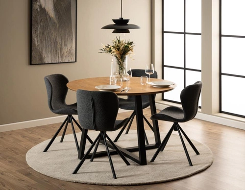 Krzesło obrotowe Batilda Actona tapicerowane bouclé antracytowe do jadalni i biura nowoczesne