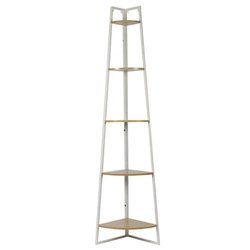 Regał narożny na książki do salonu Corner 180 cm biały loftowy z 5 półkami Intesi