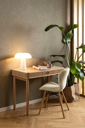 Krzesło Batilda tapicerowane kremowe do jadalni i salonu skandynawskie dębowe Actona