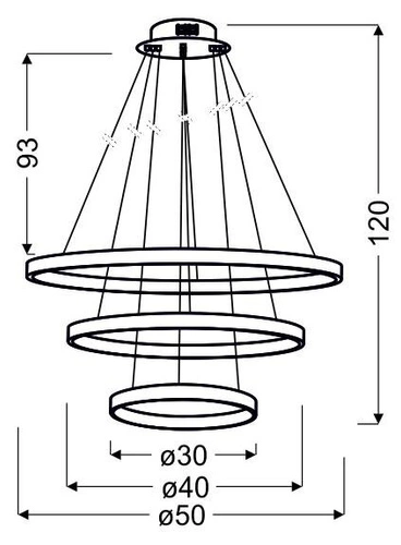Lampa wisząca Lune 50 okrągły potrójny 60W LED 4000K chrom