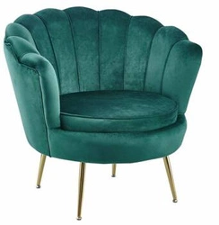 Fotel kubełkowy Korab VIC zielony welur glamour do salonu z podłokietnikami Intesi