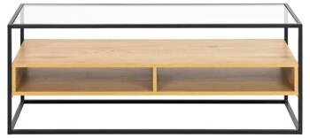 Szafka RTV Randolf nowoczesna szklana z dębem 120 cm stojąca do salonu Actona