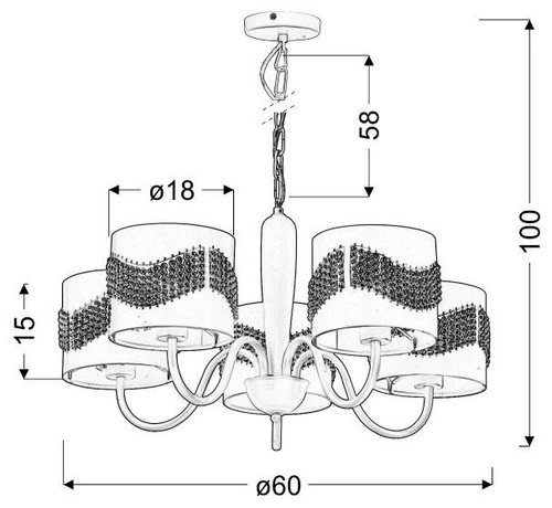 Lampa wisząca Antonio 5x60W E27 biały