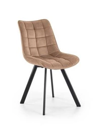 Krzesło tapicerowane welur Ohio beżowe do jadalni i salonu nowoczesne z czarnymi nogami Intesi