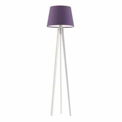 Lampa stojąca do salonu Curacao nowoczesna drewniana z fioletowym abażurem Lysne 158 cm