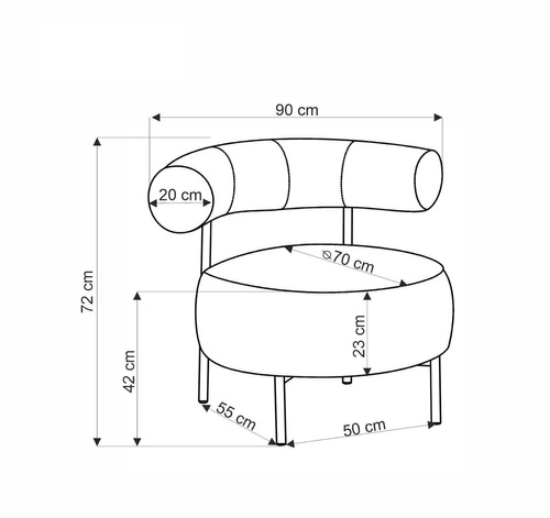 Fotel wypoczynkowy Belmira beżowy do salonu nowoczesny tapicerowany na czarnych nogach