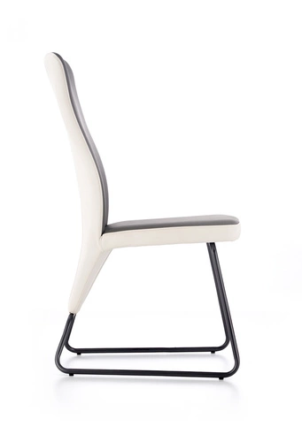 Krzesło tapicerowane Michigan Intesi do jadalni nowoczesne ekoskóra szare na czarnych płozach