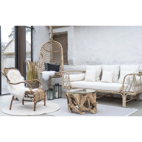 Stolik kawowy okrągły Grand Canyon 60 cm drewniany z szybą nowoczesny do salonu Intesi