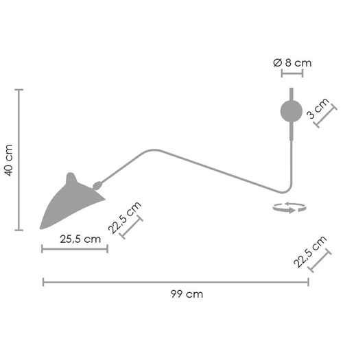 Kinkiet ścienny CRANE-1W czarny 99 cm nowoczesny metalowy regulowany do salonu