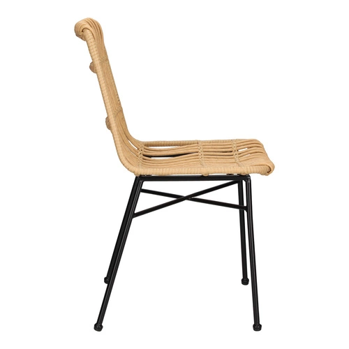 Krzesło Surabaya boho technorattan do ogrodu i na taras, naturalne z czarnymi nogami Intesi