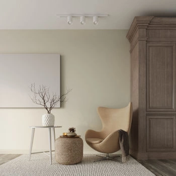 Lampa sufitowa, 3 punktowa, system szynowy 3 fazowy, ORBIS biała