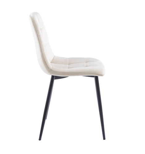 Krzesło tapicerowane Caro Velvet beżowe do jadalni i salonu welurowe na czarnych nogach