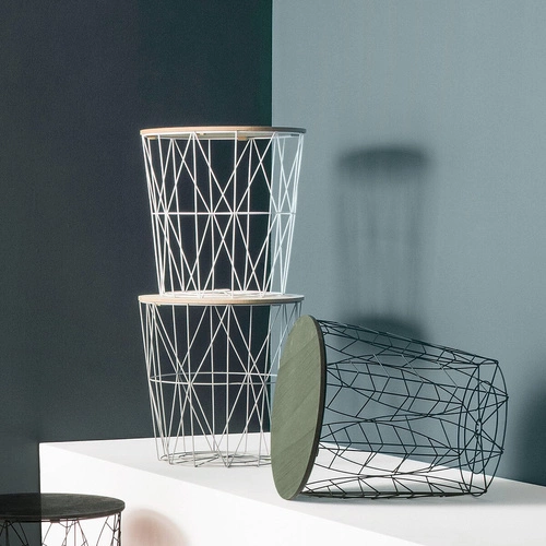 Stolik kawowy okrągły Kumi Atmosphera biały/naturalny skandynawski do salonu 41 cm