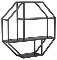 Półka ścienna industrialna Seaford Octagon czarna na książki i dekoracje do salonu Actona