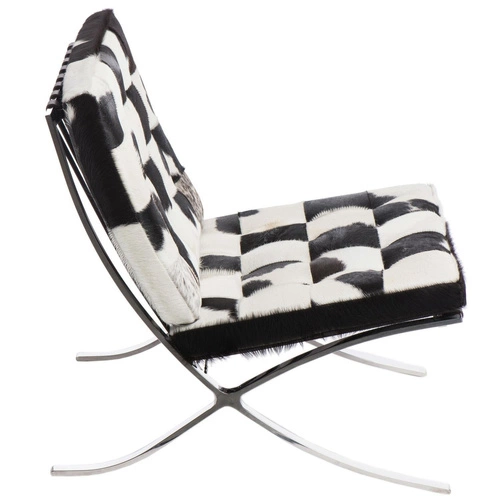 Fotel wypoczynkowy BA1 skóra naturalna czarny inspirowany Barcelona do salonu nowoczesny