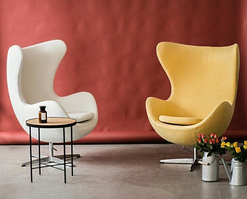 Fotel Jajo Egg D2.DESIGN skórzany biały obrotowy z funkcją kołyski do salonu nowoczesny