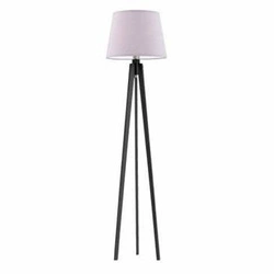 Lampa podłogowa drewniana CURACAO nowoczesna z abażurem fioletowym do salonu Lysne 158 cm