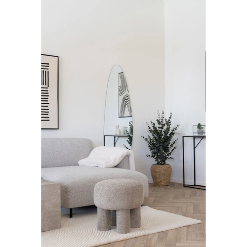 Pufa Canberra okrągła szara na nóżkach tapicerowana do salonu i przedpokoju Intesi 43 cm