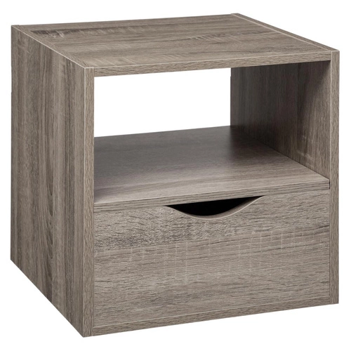 Kali szara półka ścienna z szufladą do regału nowoczesna do salonu lub biura 31x31 cm