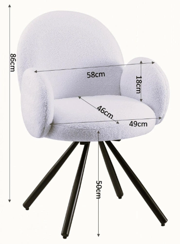 Krzesło tapicerowane Paulette kremowe bouclé z podłokietnikami do jadalni nowoczesne Intesi