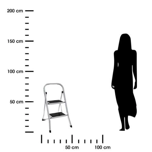 Drabinka składana 2-stopniowa metalowa biała