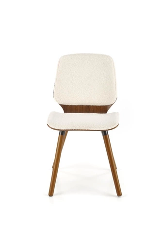 Krzesło drewniane Sandrine Intesi kremowe orzech tapicerowane boucle do jadalni vintage