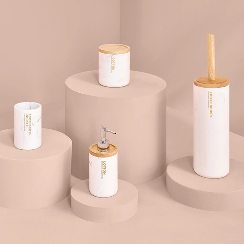 Dozownik do mydła Lea biały nowoczesny polyresin do łazienki 5five simply smart