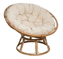 Fotel wypoczynkowy Seram rattan boho do salonu z poduszką kremowy naturalny Atmosphera