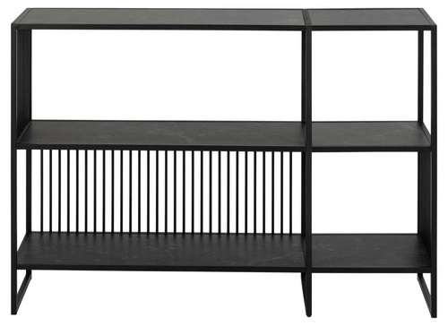 Regał na książki do salonu Strington niski czarny metalowy loftowy 120 cm Actona