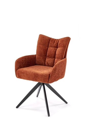 Krzesło obrotowe tapicerowane Dahlia cynamonowe z podłokietnikami do jadalni i biura Intesi