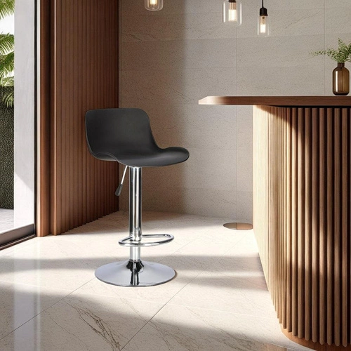 Hoker z oparciem Inge czarny regulowany obrotowy nowoczesny do kuchni i wyspy Intesi