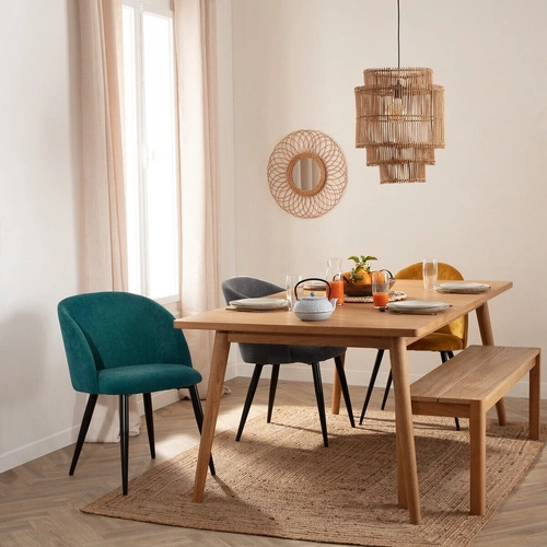 Fotel kubełkowy Celeste morski sztruksowy do salonu nowoczesny z podłokietnikami Atmosphera