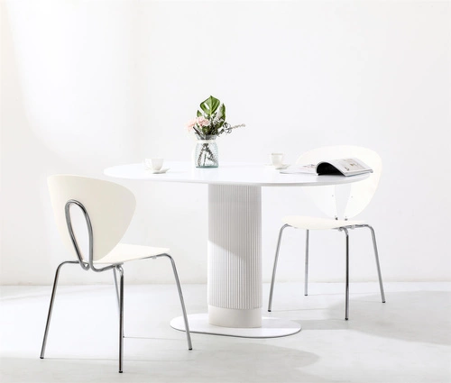 Stół do jadalni Maxim biały owalny nowoczesny na jednej nodze 120x70 cm Intesi