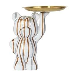 Figurka Miś z tacą do przechowywania      biała