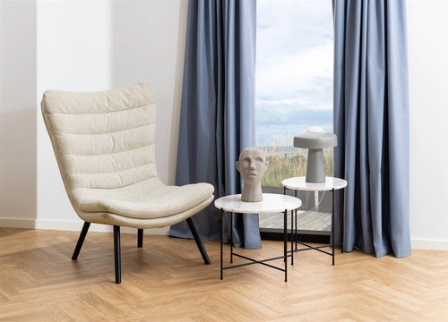 Stolik kawowy Avila okrągły marmurowy biały nowoczesny niski do salonu Actona 52 cm