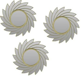 Zestaw 3 luster dekoracyjnych Rowley okrągłych w złotej ramie do przedpokoju na ścianę