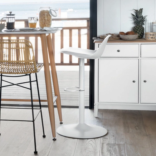 Hoker Aiko biały skandynawski z oparciem, regulowany, obrotowy do kuchni Atmosphera
