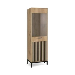 Witryna Markle dąb craft czarny nowoczesna witryna do salonu na książki i alkohol 191 cm