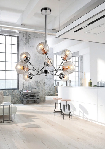 Lampa wisząca Best 8x40W E14 chrom+miedź