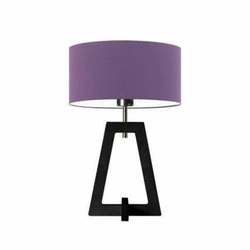 Lampka nocna Clio glamour z abażurem fioletowym i hebanową drewnianą podstawą do sypialni