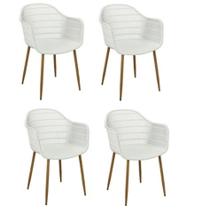 Zestaw 4 krzeseł Becker białe/naturalne