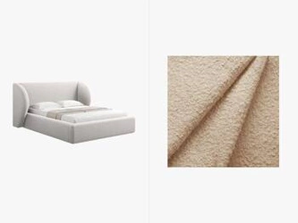 Łóżko do sypialni Miley beżowe boucle 160x200 nowoczesne z pojemnikiem na pościel