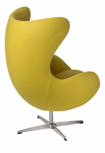 Fotel uszak Jajo inspirowany Egg żółty kaszmir nowoczesny bujany obrotowy do salonu