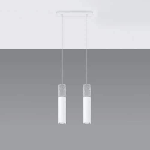 Lampa wisząca Borgio 2 biała nowoczesna do salonu i nad stół loftowa cementowa