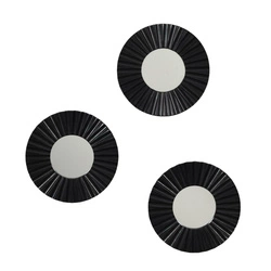 Zestaw 3 luster okrągłych Origami czarne dekoracyjne lustro na ścianę do salonu