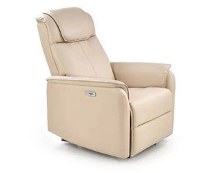 Fotel rozkładany do salonu Paradise beżowy z funkcją relax i kołyski eco skóra nowoczesny