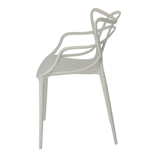 Krzesło do jadalni Lexi szare inspirowane Master chair nowoczesne, sztaplowane, z podłokietnikami